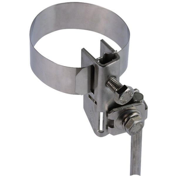 Antenna pipe clamp D 16-89mm StSt w. connection f. Rd 6-8/10 or 4-50mm image 1