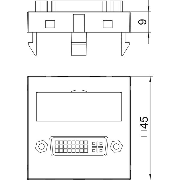 MTG-DVI F AL1 Multimedia support, DVI with cable, socket-socket 45x45mm image 2