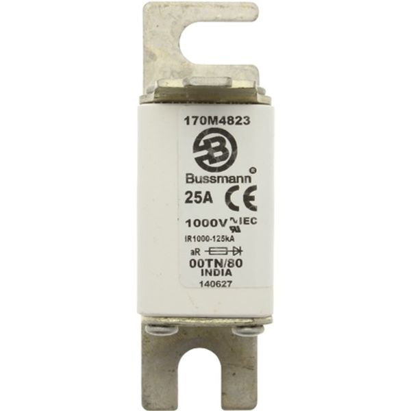 Fuse-link, high speed, 25 A, AC 1000 V, size 00, 30 x 47 x 98 mm, aR, DIN, IEC, single indicator image 2