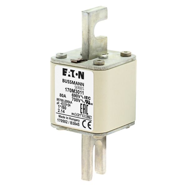 Fuse-link, high speed, 80 A, AC 690 V, compact DIN 1, 45 x 45 x 104 mm, aR, DIN, IEC, single indicator image 5