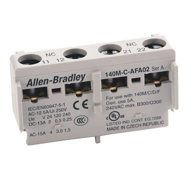 Allen-Bradley 140M-C-AFAR10A01 140M Accessories - C, RC, D, and F Frames, Trip Contact, Front Mounted, Trip (all causes) 1 N.O. 0 N.C., Auxiliary Contact 0 N.O. 1 N.C. image 1