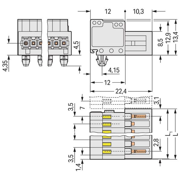 1-conductor male connector CAGE CLAMP® 1.5 mm² light gray image 2