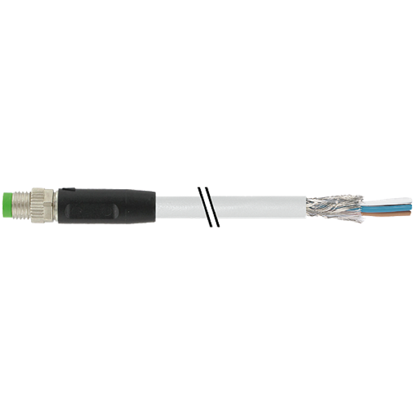 M8 male 0° A-cod. with cable PUR 3x0.34 shielded gy+drag-ch 2m image 1