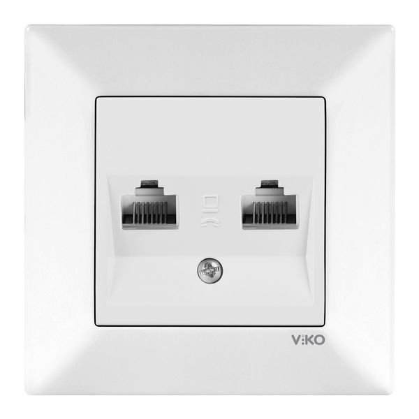 Meridian White Two Gang Num Phone Socket (2xCAT3) image 1