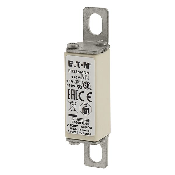 Fuse-link, high speed, 50 A, AC 660 V, size 0000, 18 x 19 x 80 mm, aR, UL image 11