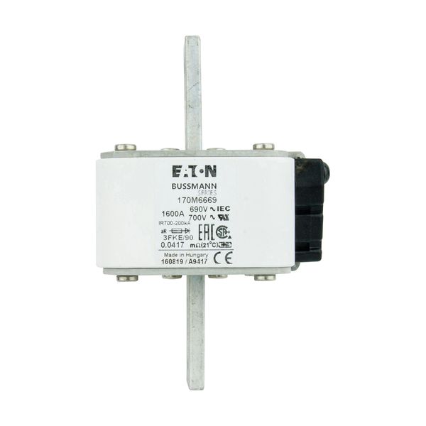 Fuse-link, high speed, 1600 A, AC 690 V, size 3, 76 x 92 x 135 mm, aR, IEC, UL, single indicator image 13