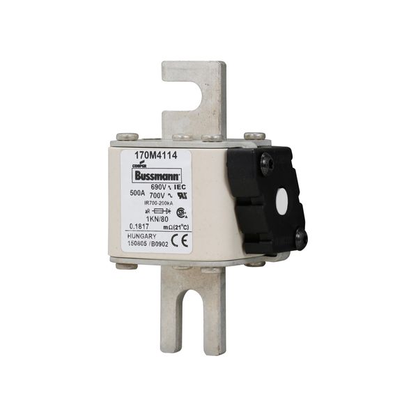 Fuse-link, high speed, 500 A, AC 690 V, DIN 1, 53 x 69 x 108 mm, aR, DIN, IEC, single indicator image 5