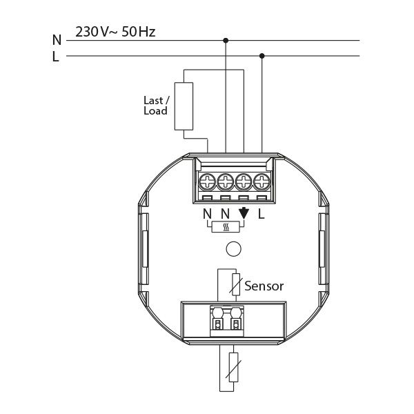 Concealed clock thermostat for controlling electrical temperature control systems, RAL9016 glossy 55x55, AC 230V, 1 NO contact 16 A, white backlighting image 3