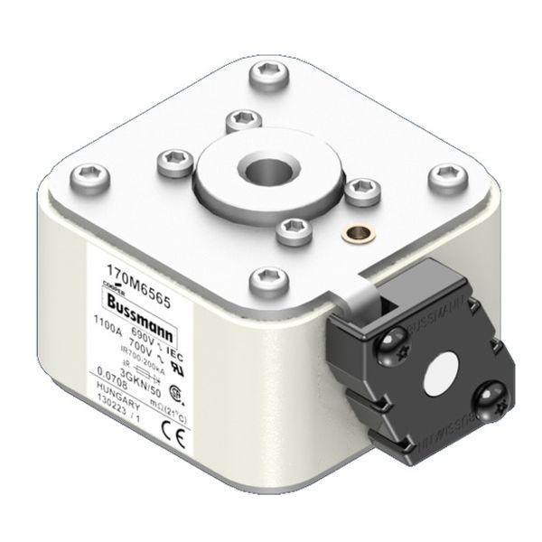 Fuse-link, high speed, 1100 A, AC 690 V, size 3, 76 x 92 x 53 mm, aR, IEC, UL, type K indicator image 2