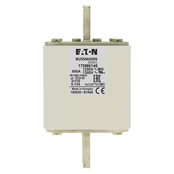 Fuse-link, high speed, 800 A, AC 1250 V, size 3, 76 x 90 x 139 mm, aR, DIN, IEC, single indicator image 15