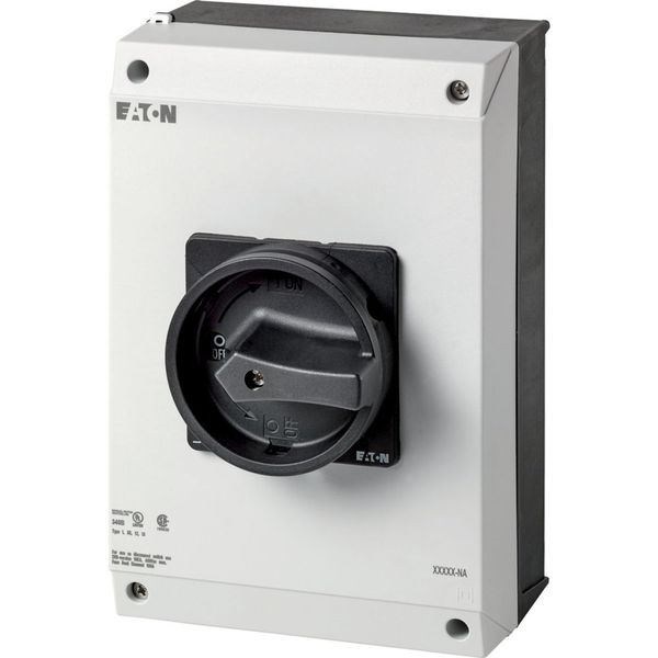 Main switch, P3, 63 A, surface mounting, 3 pole, 1 N/O, 1 N/C, STOP function, With black rotary handle and locking ring, UL/CSA image 4