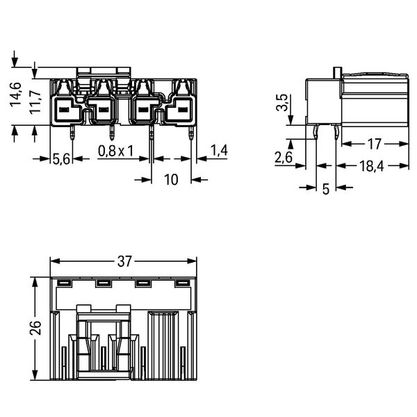 Plug for PCBs angled 4-pole pink image 3