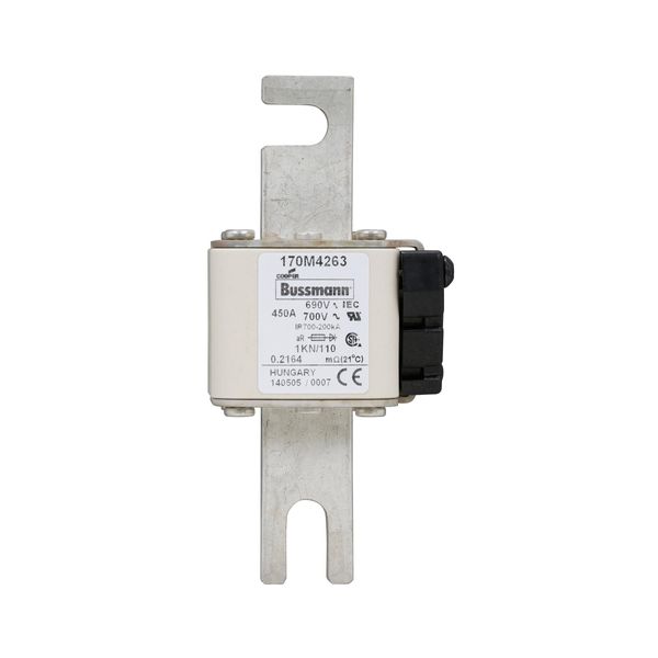 Fuse-link, high speed, 450 A, AC 690 V, DIN 1, 53 x 69 x 138 mm, aR, DIN, IEC, single indicator image 14