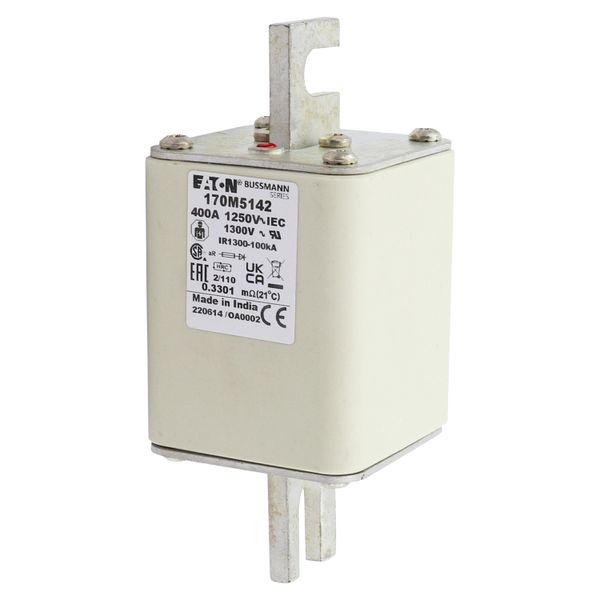 Fuse-link, high speed, 400 A, AC 1250 V, size 2, 61 x 75 x 138 mm, aR, DIN, IEC, single indicator image 16