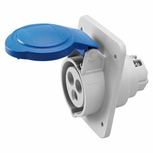 10° ANGLED FLUSH-MOUNTING SOCKET-OUTLET HP - IP44/IP54 - 2P+E 32A 200-250V 50/60HZ - BLUE - 6H - SCREW WIRING image 2