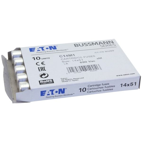 Fuse-link, LV, 1 A, AC 690 V, 14 x 51 mm, aM, IEC image 1