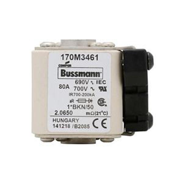 Fuse-link, high speed, 80 A, AC 690 V, compact size 1, 45 x 59 x 51 mm, aR, IEC, UL, single indicator image 5