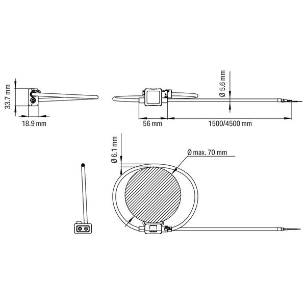 855-9450/2000-701 Rogowski coil; Primary rated current 1000 A; Output signal 22.5 mV per kA image 3