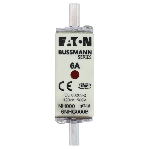 Fuse-link, LV, 6 A, AC 500 V, NH000, gL/gG, IEC, dual indicator, live gripping lugs image 23