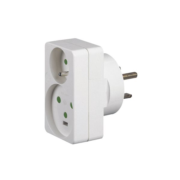 Adapter for connecting 1 2P+E 16A plug + 1 2P+E 20A plug to a 32A socket image 1