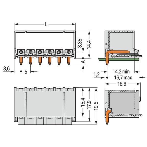 2092-1424 THT male header; 1.4 mm Ø solder pin; angled image 3