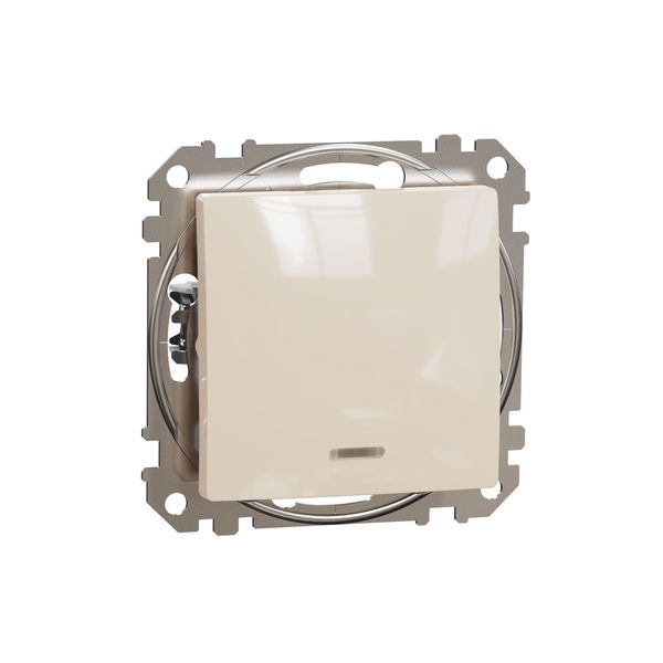 Sedna Design & Elements, 1-way switch 10AX Blue Locator LED, professional, beige image 4