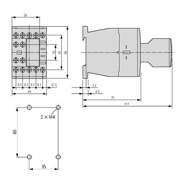 Auxiliary contact for auxiliary contacter, 3 NO 1 NC image 3