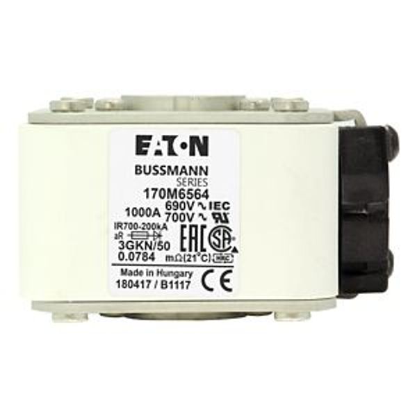 Fuse-link, high speed, 1000 A, AC 690 V, size 3, 76 x 92 x 53 mm, aR, IEC, UL, type K indicator image 4