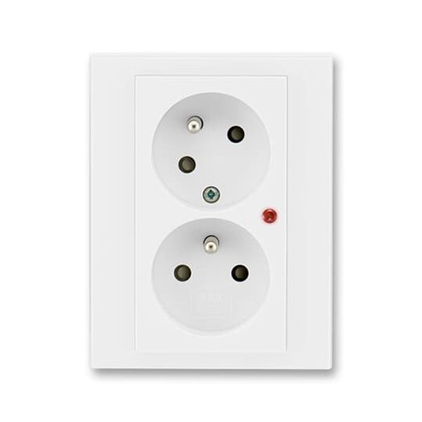 5593H-C02357 03 Double socket outlet with earthing pins, shuttered, with turned upper cavity, with surge protection image 1