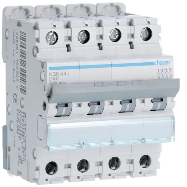 Circuit Breaker 4P 40A D 6/10kA 4M image 1