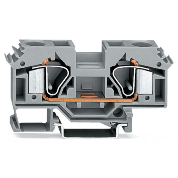 2-conductor through terminal block 16 mm² lateral marker slots gray image 2