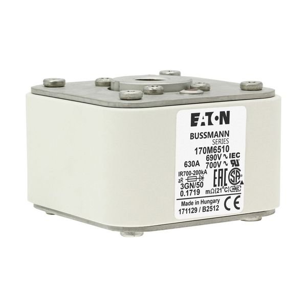 Fuse-link, high speed, 630 A, AC 690 V, size 3, 76 x 92 x 53 mm, aR, IEC, UL, single indicator image 23