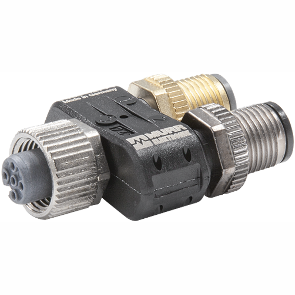 T-coupler slimline M12-fem. 5p./2x M12 male Feed Power+IO-Link Class B image 1