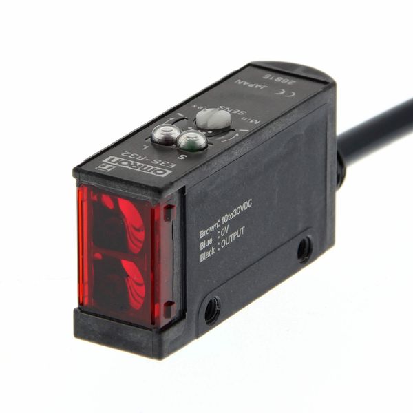 Photoelectric sensor, retroreflective, 1m, DC, 3-wire, NPN, horizontal image 2
