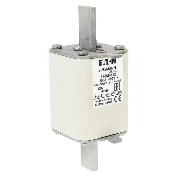 Fuse-link, high speed, 200 A, AC 690 V, DIN 1, 52 x 66 x 135 mm, gR, DIN, IEC, single indicator image 9