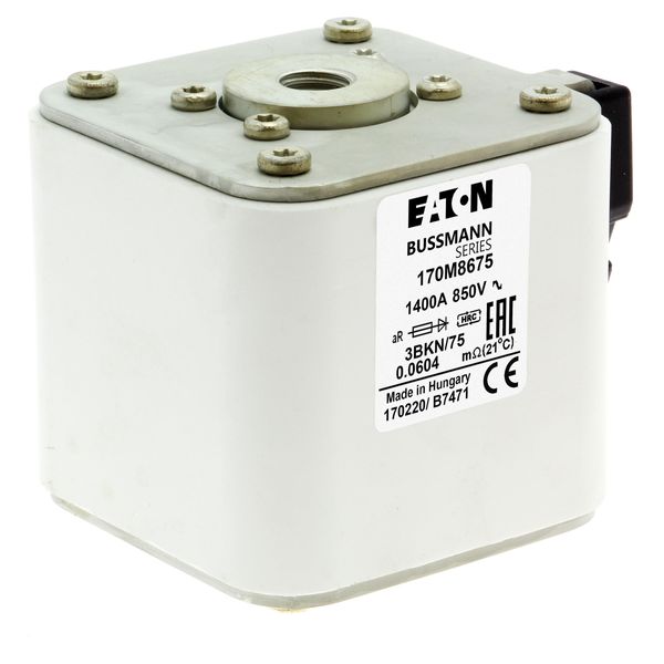 Fuse-link, high speed, 1400 A, AC 850 V, size 3, 76 x 92 x 76 mm, aR, IEC, single indicator image 11