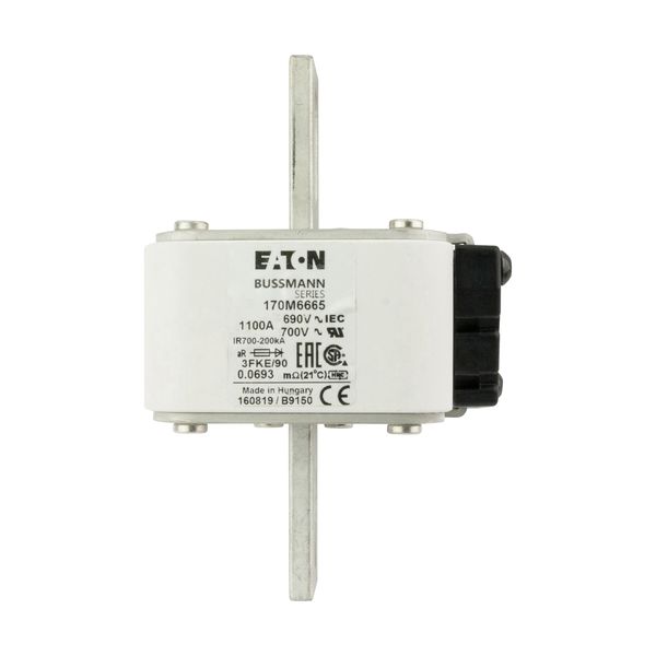 Fuse-link, high speed, 1100 A, AC 690 V, size 3, 76 x 92 x 135 mm, aR, IEC, UL, single indicator image 7