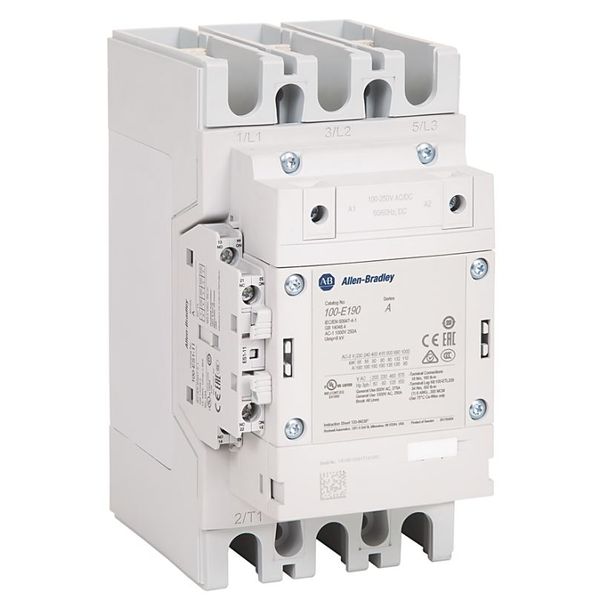 Contactor, 190A, AC3, 100-250V AC/DC Electronic Coil , 1NO/1NC image 1