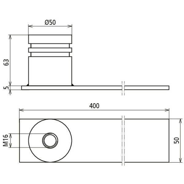 Flat steel earthing bridge, with conn. el. + M16 thread D 50mm H 63mm  image 2