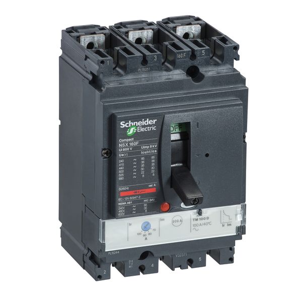 circuit breaker ComPact NSX160H, 70 kA at 415 VAC, TMD trip unit 80 A, 3 poles 3d image 2