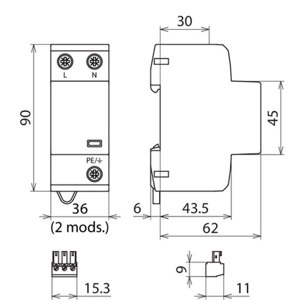 Appl.-opt. combined arrester DEHNshield B type 1+2 f. single-phase TT  image 2