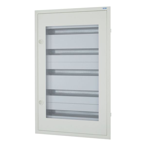 Complete flush-mounted flat distribution board with window, grey, 24 SU per row, 5 rows, type C image 1