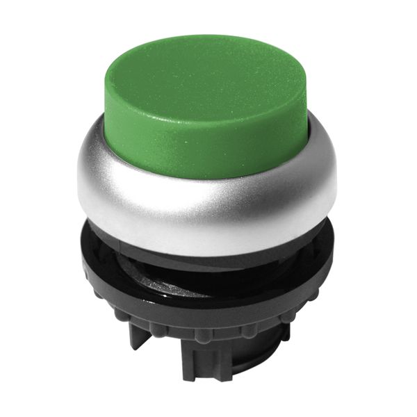 Push-button extended, spring-return, green image 1