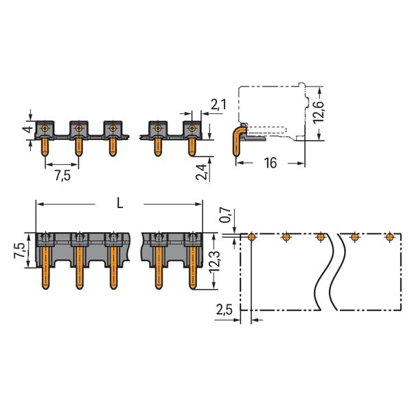 2092-3722/200-000 THR pin strip; 1.4 mm Ø solder pin; angled image 5