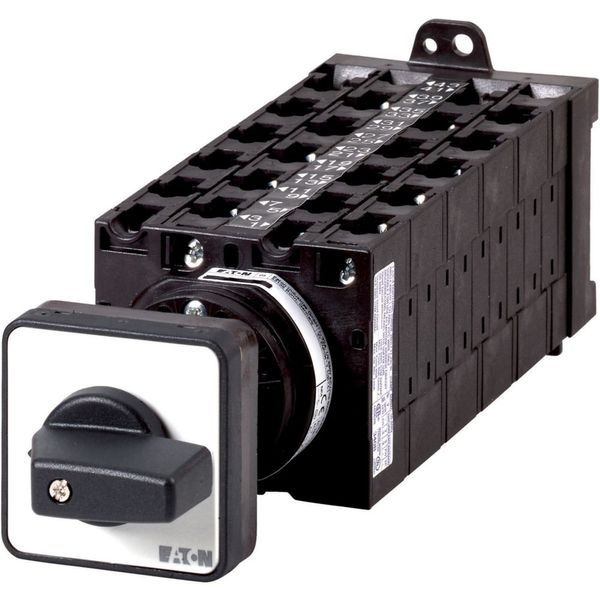 On-Off switch, T3, 32 A, rear mounting, 11 contact unit(s), 22-pole, with black thumb grip and front plate image 1