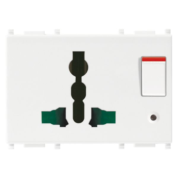 2P+E13A SICURY multi-outlet+switch white image 1