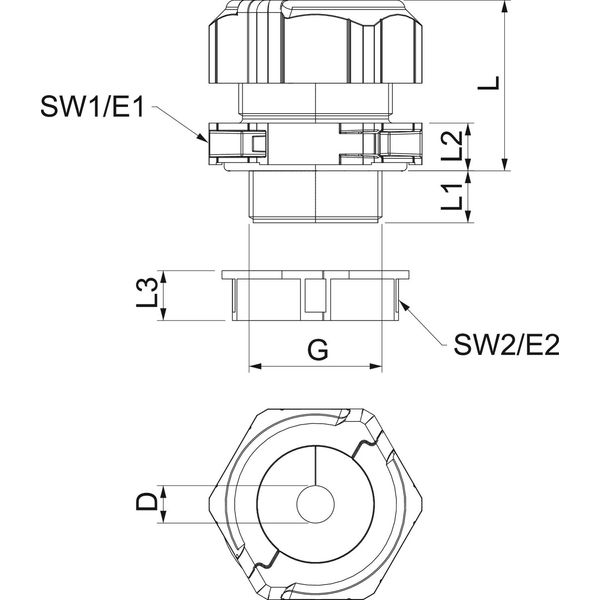 V-TEC TB32 09-13 Cable gland, separable Sealing insert, 1 cable M32 image 2