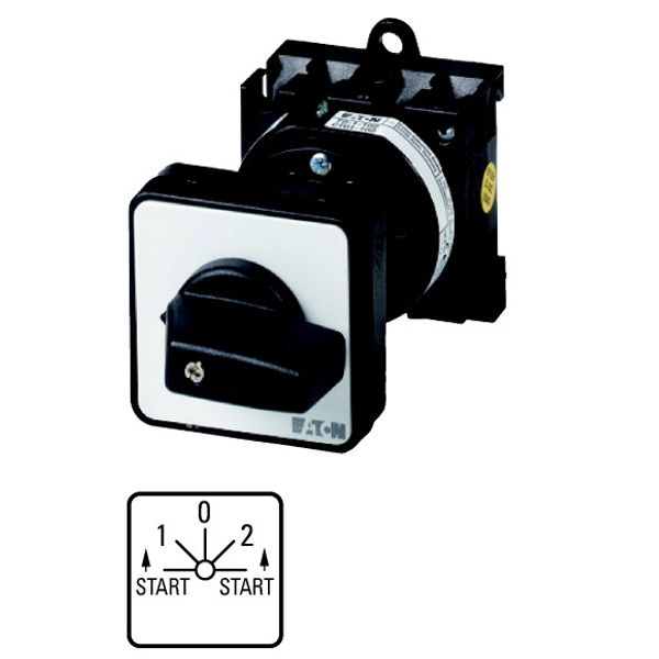 Spring-return switch, T0, 20 A, rear mounting, 2 contact unit(s), Contacts: 4, Spring-return in START position, 45 °, momentary/maintained, START>1-0- image 1