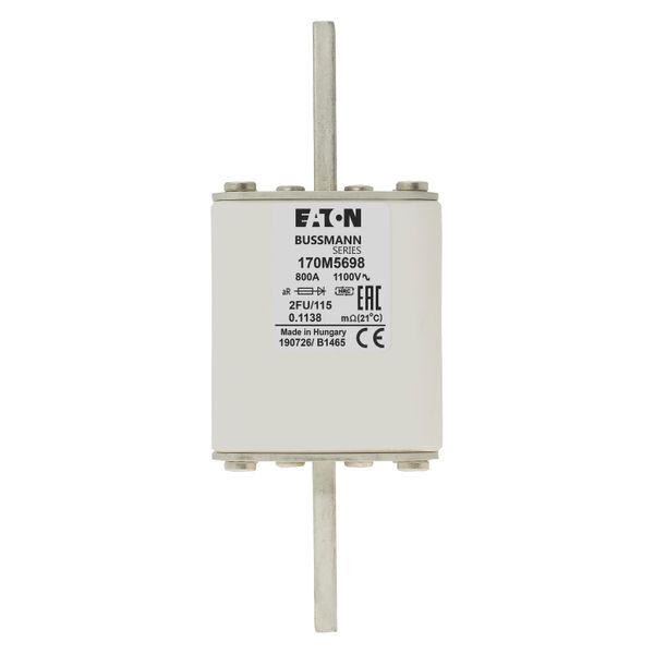 Fuse-link, high speed, 800 A, AC 1100 V, size 2, 61 x 77 x 160 mm, aR, IEC, UL image 8