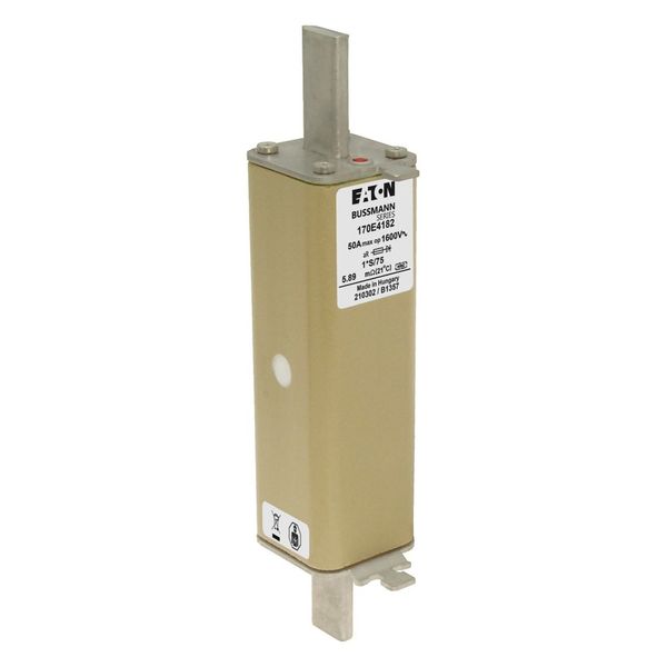 Fuse-link, high speed, 50 A, DC 1600 V, compact size 1, 43 x 58 x 207 mm, aR, IEC, with indicator image 5